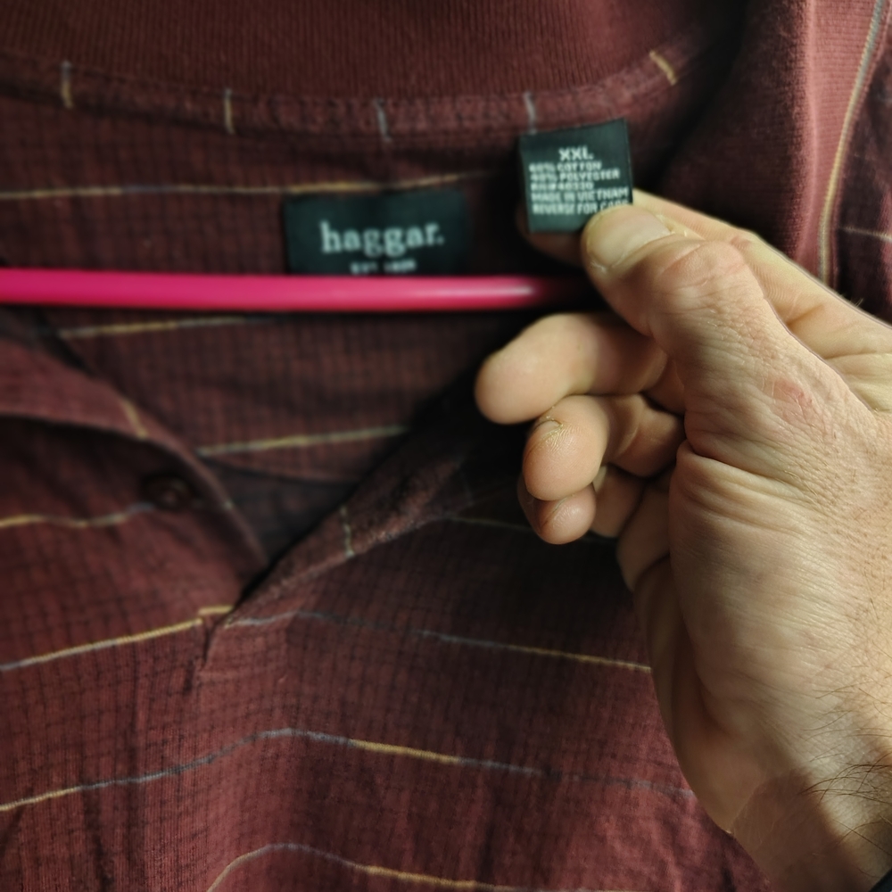 Haggar Burgundy Striped Polo Shirt XXL